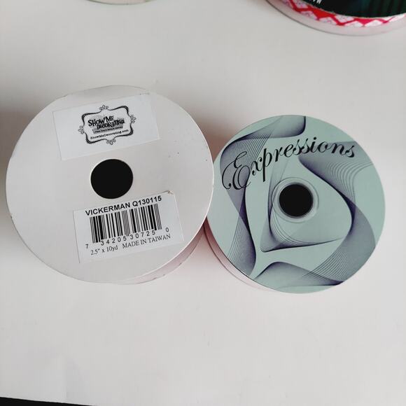 30+ Yards Variety Lot Wire Edged Ribbon Red White Christmas Gift Crafts Candy - Picture 12 of 16